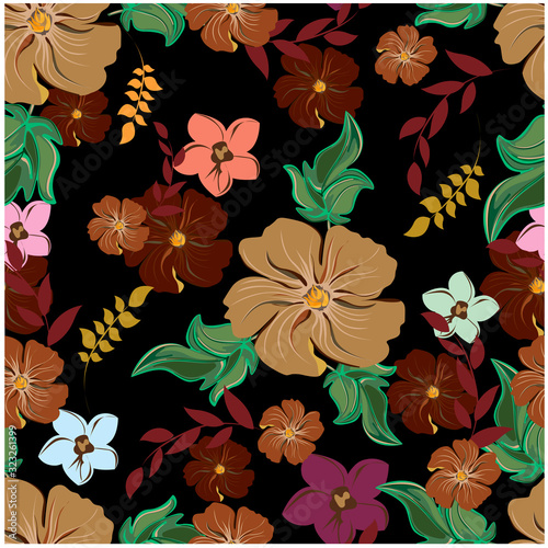 Vector abstract background flowers seamless pattern