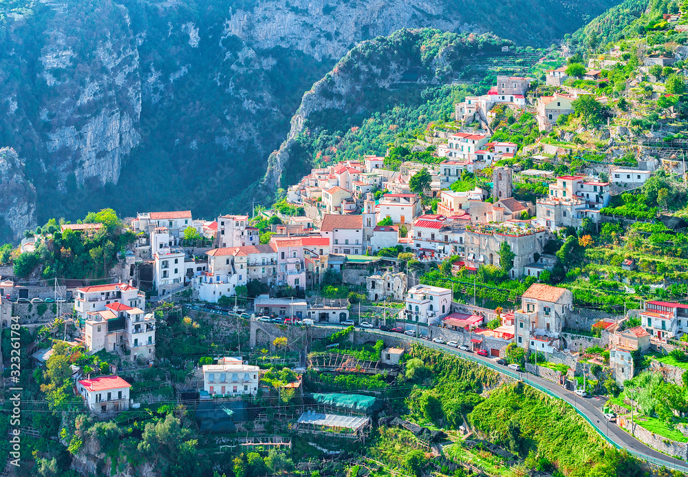Scenery with houses in Ravello village