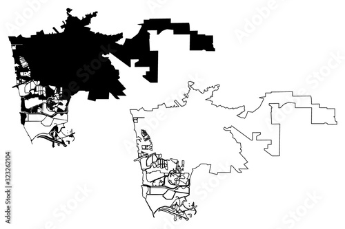 Hayward City, California (United States cities, United States of America, usa city) map vector illustration, scribble sketch City of Hayward map photo
