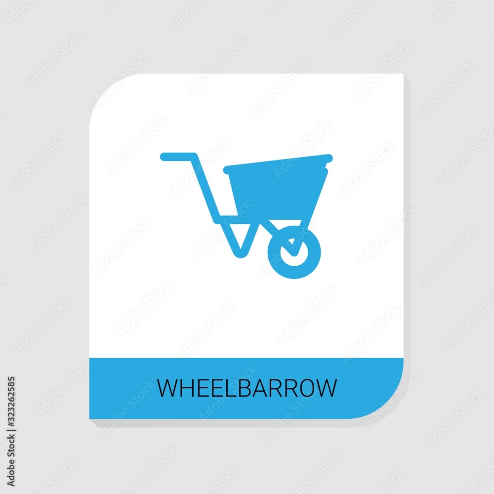 Editable filled wheelbarrow icon from Construction icons category. Isolated vector wheelbarrow sign on white background Editable filled wheelbarrow icon from Construction icons category. Isolated vector wheelbarrow sign on white background