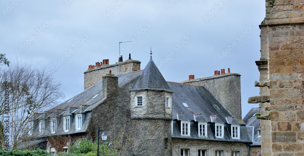 The old Guingamp city in Brittany . France