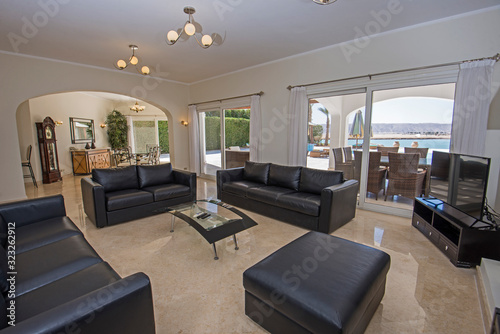 Interior design of luxury villa living room