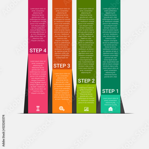  Infographic concept. Business template with steps, options, parts. Can be used for workflow layout, diagram, chart, step by step infographics, web design. Vector illustration