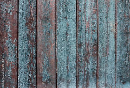 Wood background texture with dry peeling paint and cracks. Background, design element, photo background, place for text. © ligasveta