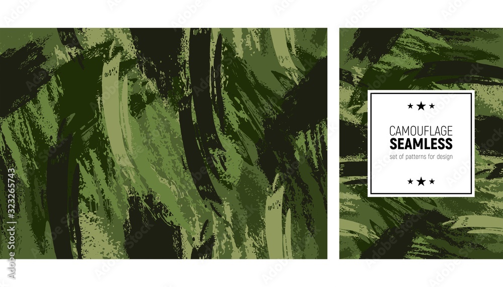 Fototapeta Seamless brush stroke pattern. Camouflage modern background