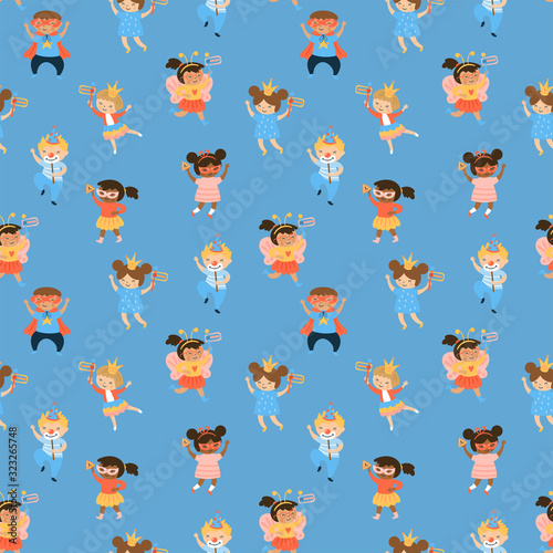 Seamless pattern for jewish holiday Purim. Childish background for fabric, wrapping paper, textile, wallpaper and cards.