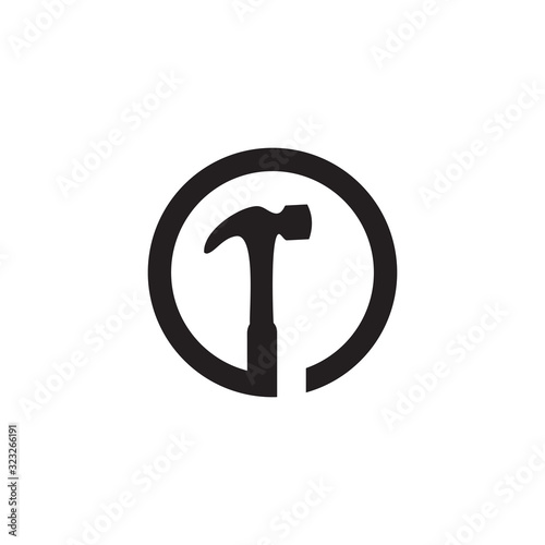 Slika na platnu Hammer logo design vector template