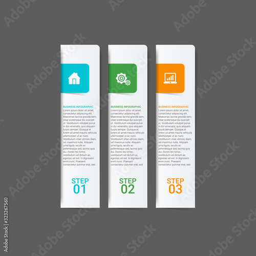 Business Infographic presentation template with 3, 4, 5, 6 options, parts, steps. Diagram, graph, round chart.