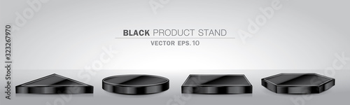 3D illustration vector black product stand.