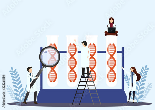 Doctors working with DNA concept.