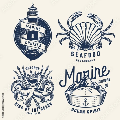 Vintage monochrome nautical badges
