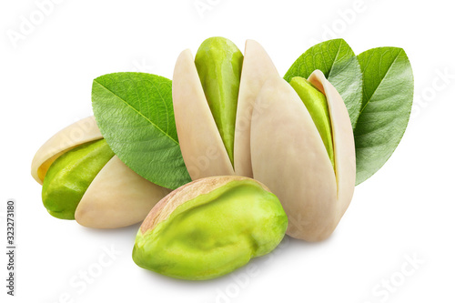 Wallpaper Mural Delicious pistachios with leaves, isolated on white background Torontodigital.ca