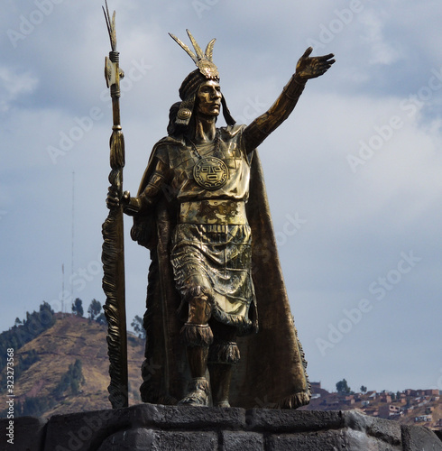 Statue of the Inca leader Pachacuti. Was the most important of the Cusco rulers and the founder of the Inca Empire. 