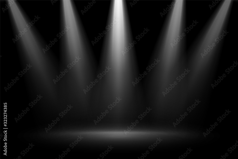 stage focus spotlights on black background - obrazy, fototapety, plakaty 