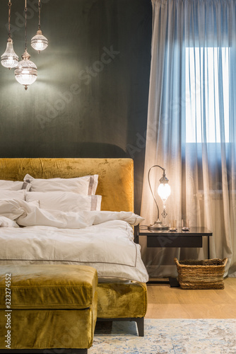Master bedroom interior in luxury apartment
