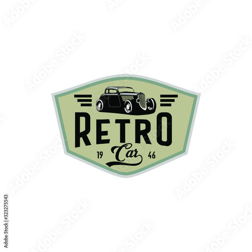 retro car badge logo design vector