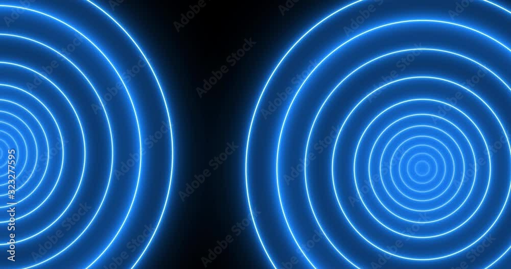 Colorful circle neon light waves. 2D Rendering.