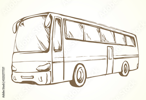Large intercity bus. Vector drawing