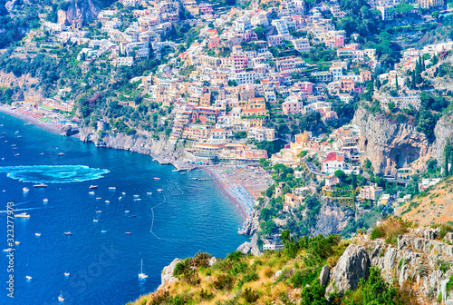 View from Path of Gods on Tyrrhenian sea and Positano