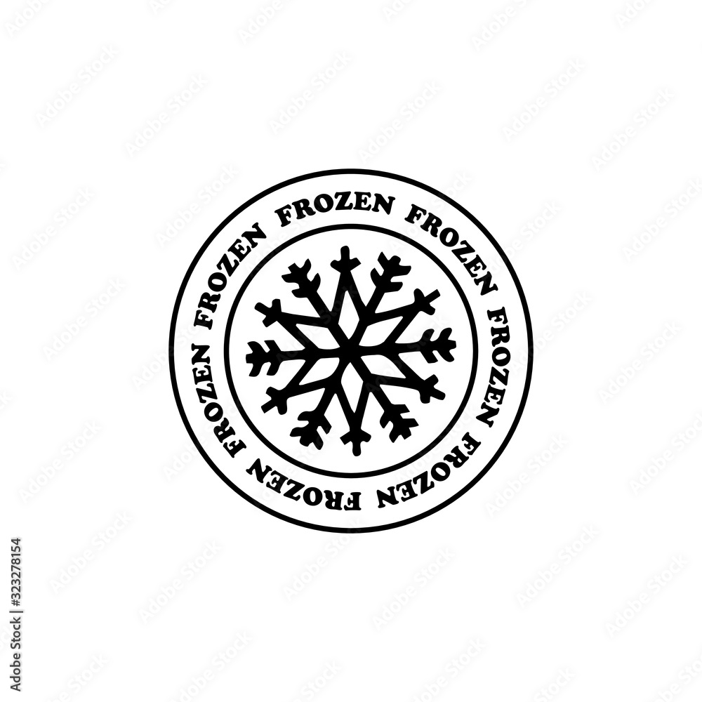 Frozen product sign. Flat packaging symbol. Vector illustration isolated on white. Frozen product sign. Flat packaging symbol. Vector illustration isolated on white.