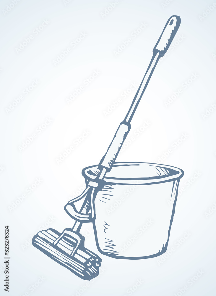 Bin for cleaning. Vector drawing Bin for cleaning. Vector drawing