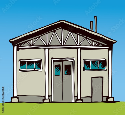 Entrance to the barn. Vector drawing