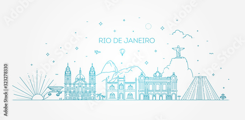 Rio de Janeiro detailed Skyline. Travel and tourism background