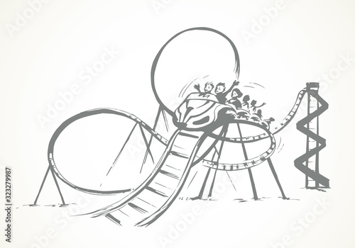 Roller coaster. Vector drawing