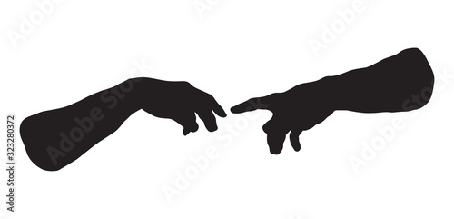 Hands of the creation of Adam. Vector drawing