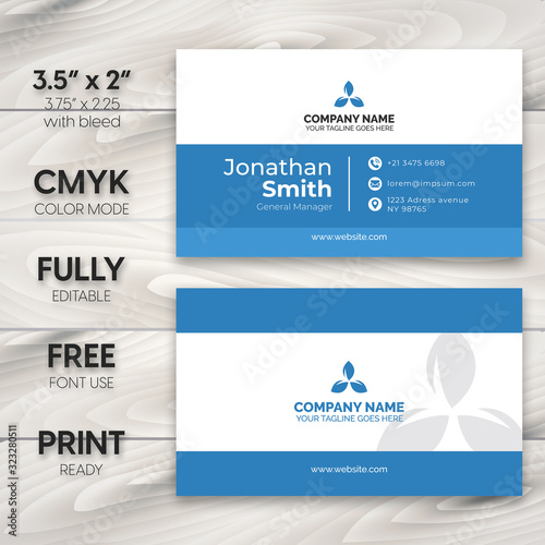 Stylish Business Card Template. Corporate Brand Identity Card. Clean Id Card Template. 