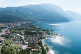 A view from above at the city torbole in italy at the lake garda