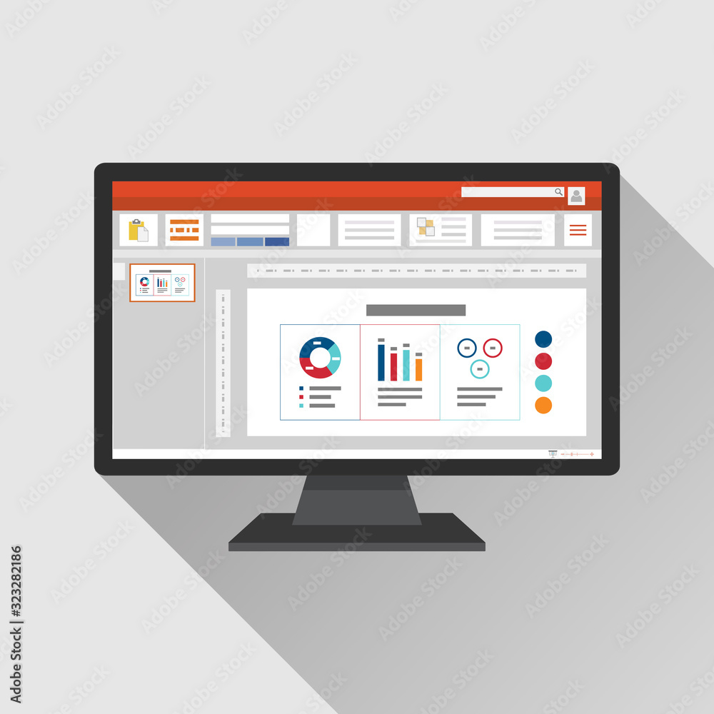 Slideshow presentation software computer screen with financial accounting set. Business slide templates with diagram and chart. Use for planning, accounting, analysis, audit and project management Slideshow presentation software computer screen with financial accounting set. Business slide templates with diagram and chart. Use for planning, accounting, analysis, audit and project management