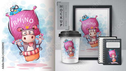 Travel rhino poster and merchandising