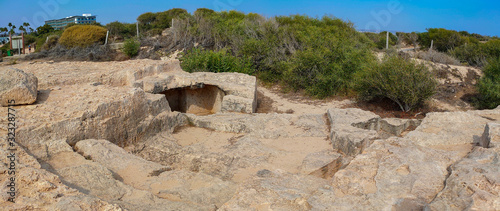 Obraz na plátně Makronissos Tombs ancient burial ground from the hellenistic period