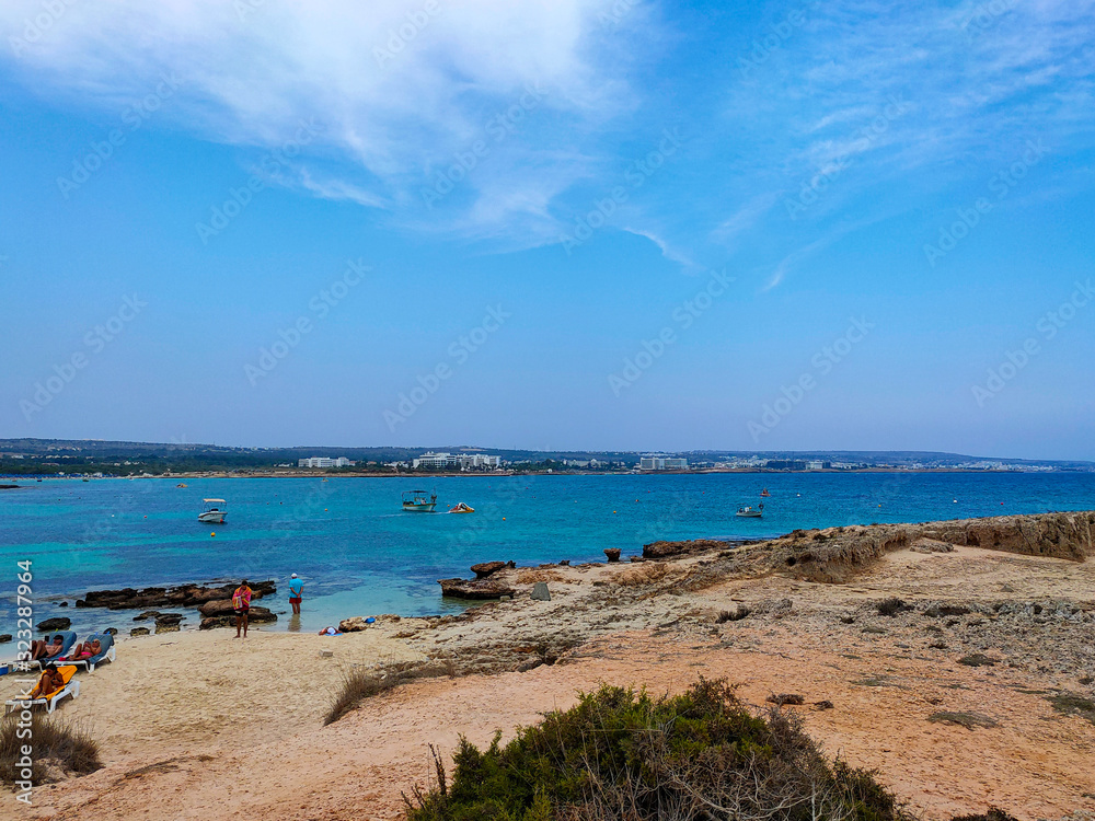 Ayia Napa, Cyprus - September 08, 2019: Seascape near Makronissos Beach