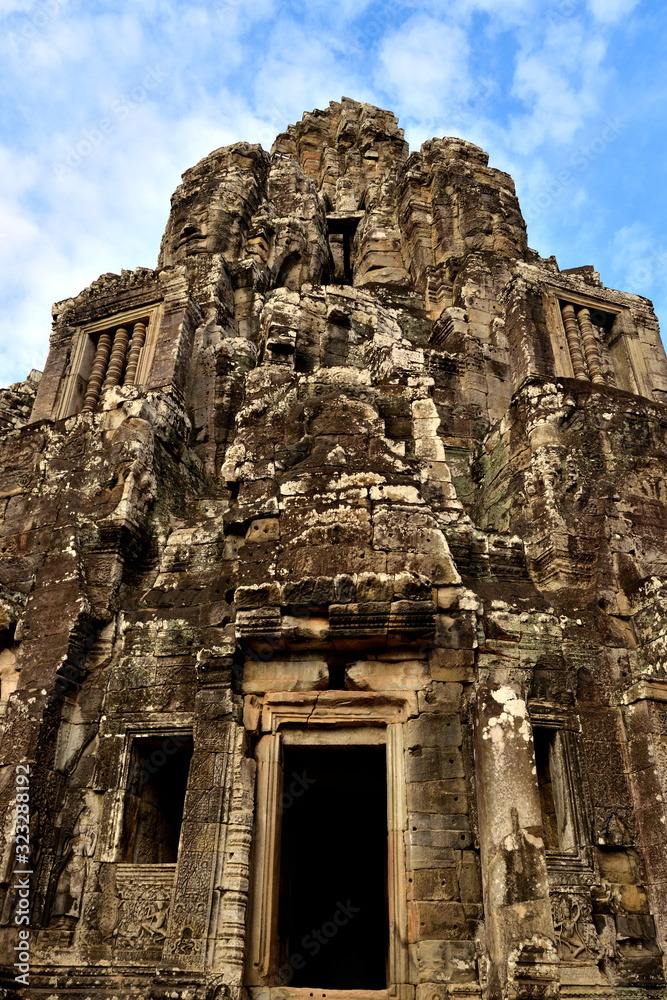 View of the magnificent Bayon temple in the complex of Angkor Thom