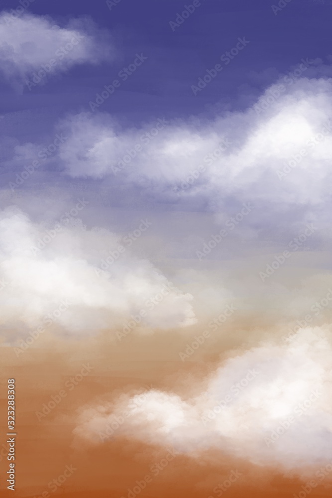 Cloud on the sky during sunset. Digital painting for Abstract background