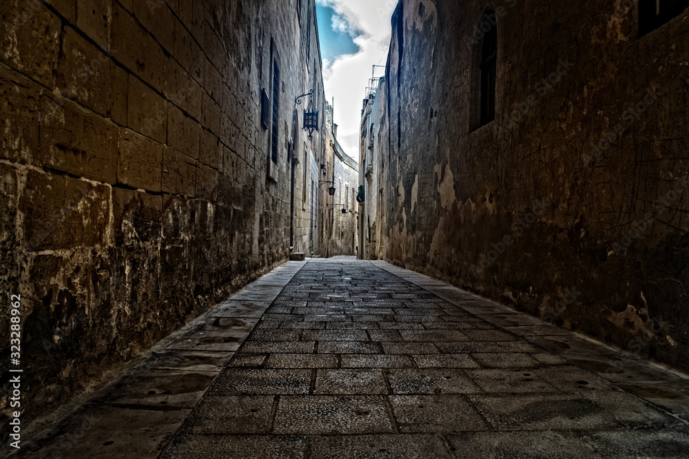Old Narrow Roads in Mdina, Malta