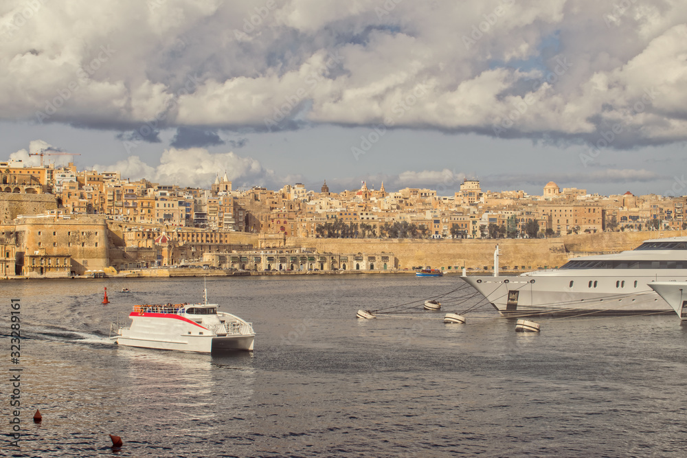 Naklejka premium A view of Valletta in Malta from Senglea
