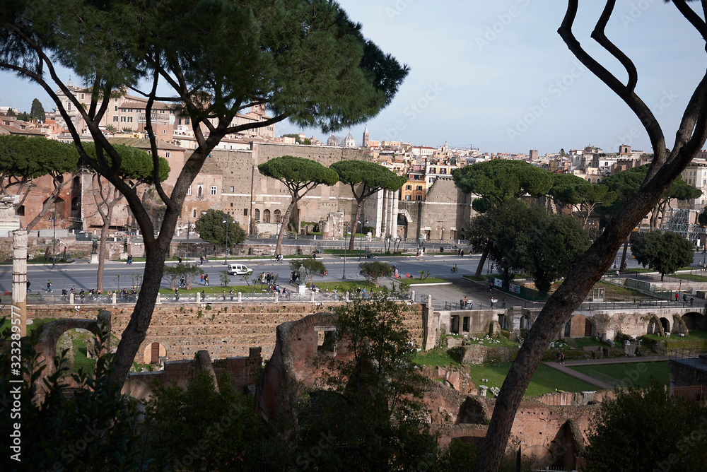 Rome, Italy - February 03, 2020 :View of Forum of Augustus