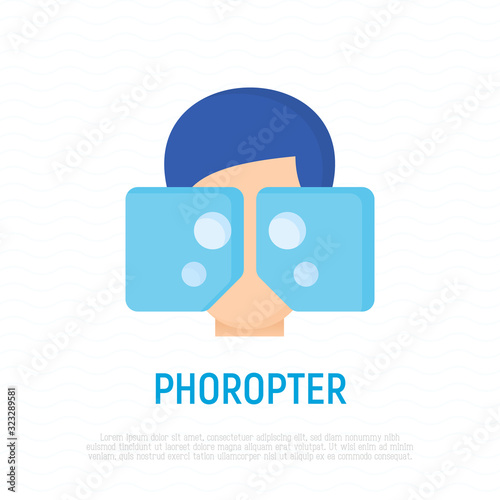 Phoropter thin line icon. Medical equipment. Vision examination. Ophthalmology vector illustration.