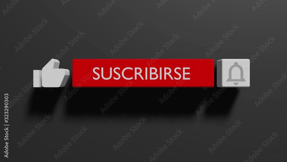 Youtube subscribe and bell icon motion graphic animation template clip.   Español, España, Suscribirse / Suscrito