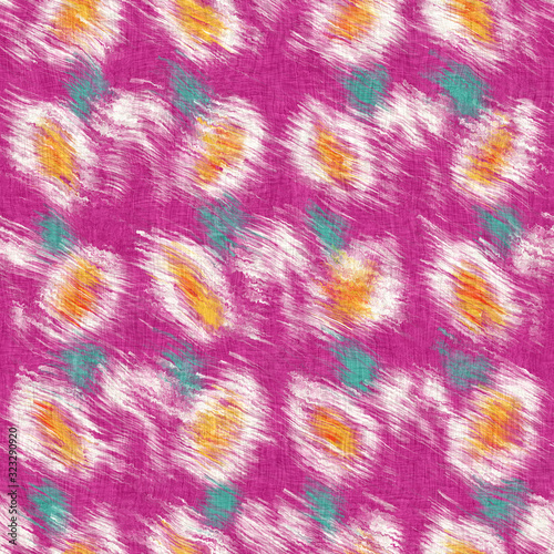 Distressed glitch abstract floral artistic texture background. Melting irregular imperfect glowing flower seamless pattern. Funky colorful distorted all over print. Wonky trendy modern fashion swatch.