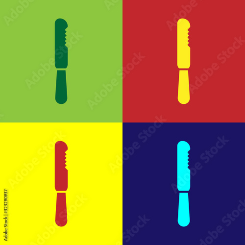 Color Disposable plastic knife icon isolated on color background. Vector Illustration