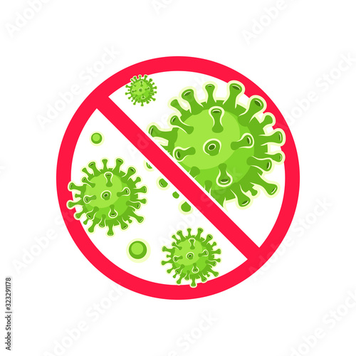 Virus Stop Symbol. Virus protection. Antibacterial and antiviral defence. Vector illustration.