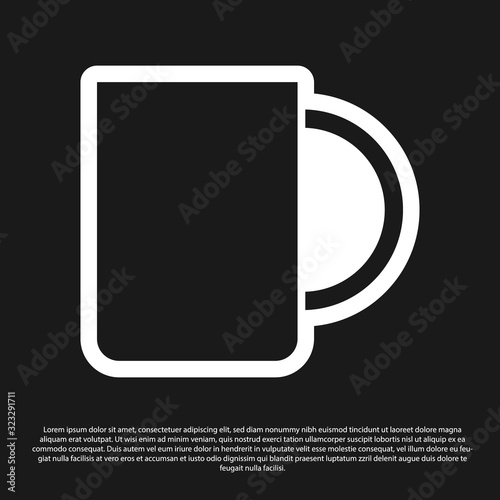 Black Coffee cup icon isolated on black background. Tea cup. Hot drink coffee. Vector Illustration