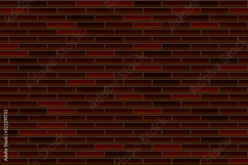 Dark, old brick wall texture. geometric ornament, brick pattern in red. Vector illustration
