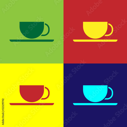 Color Coffee cup icon isolated on color background. Tea cup. Hot drink coffee. Vector Illustration
