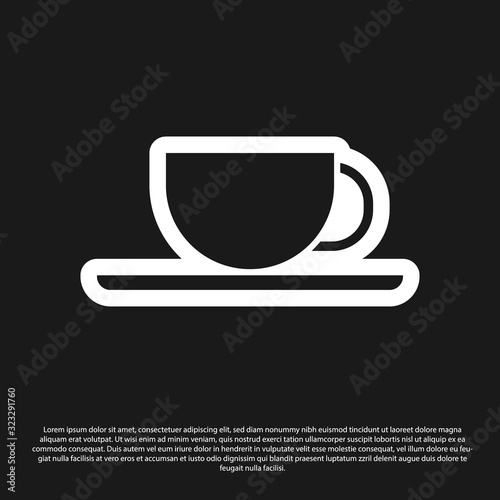 Black Coffee cup icon isolated on black background. Tea cup. Hot drink coffee. Vector Illustration