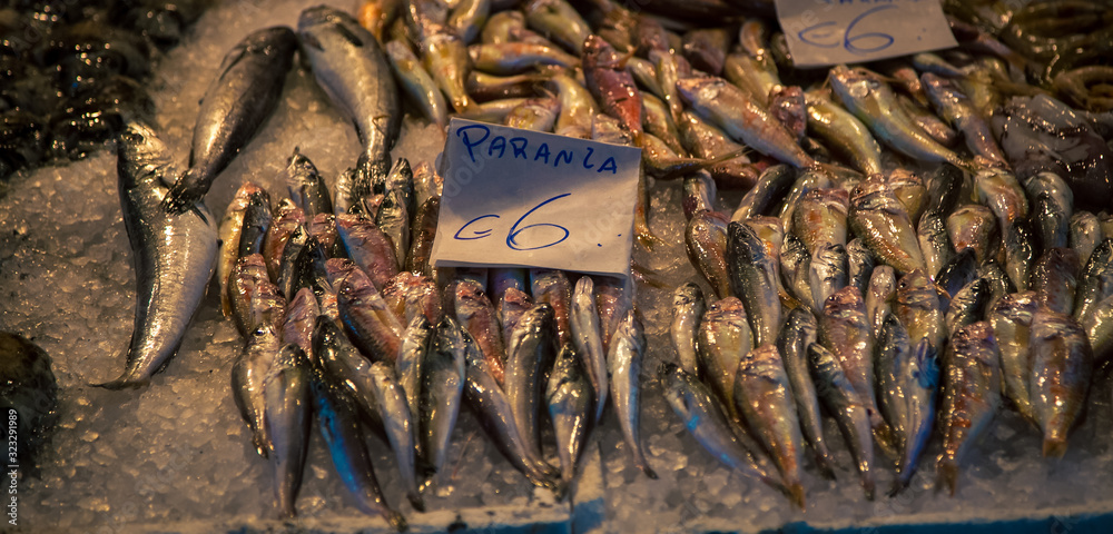fresh fish at a market in Naples